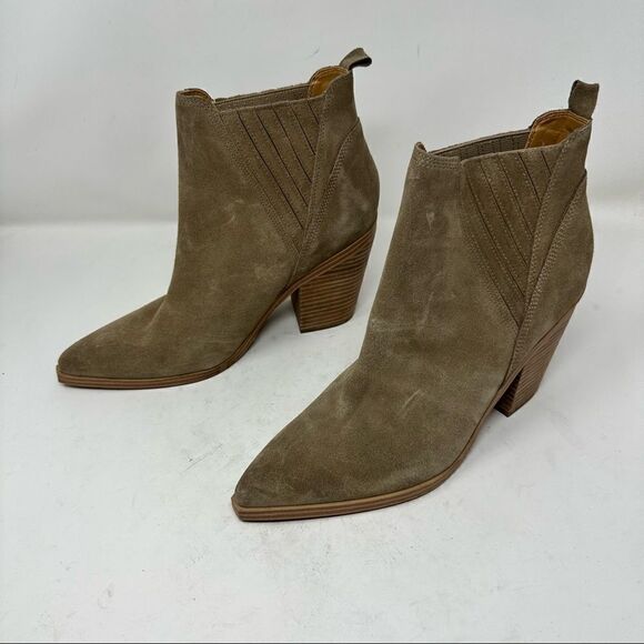 Marc Fisher Taupe Suede Pointed Toe Ankle Booties 11 - Picture 5 of 8